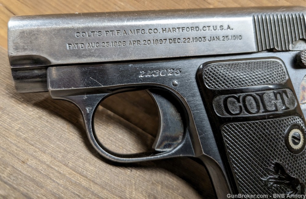 Colt Model 1908 Vest Pocket .25 ACP Semi Auto Pistol Mfr Date 1920 C&R ok-img-8