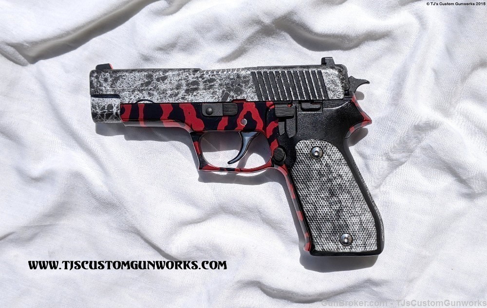 TJ's Custom Gunworks Extreme Sig Sauer P220 .45 Red&Black West German RARE -img-2