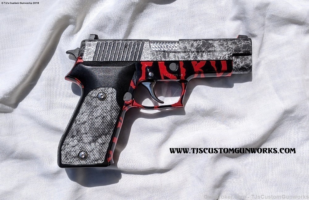 TJ's Custom Gunworks Extreme Sig Sauer P220 .45 Red&Black West German RARE -img-1