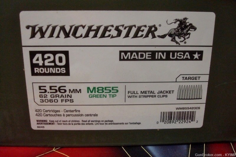 90 Winchester LC 5.56 Nato M855 62 gr Green Tip Ammo XM855 WM855K SS109-img-3