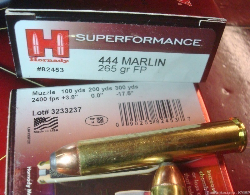80 HORNADY 444 Marlin 265 grain SP SUPERFORMANCDE FP ammunition 82453-img-2