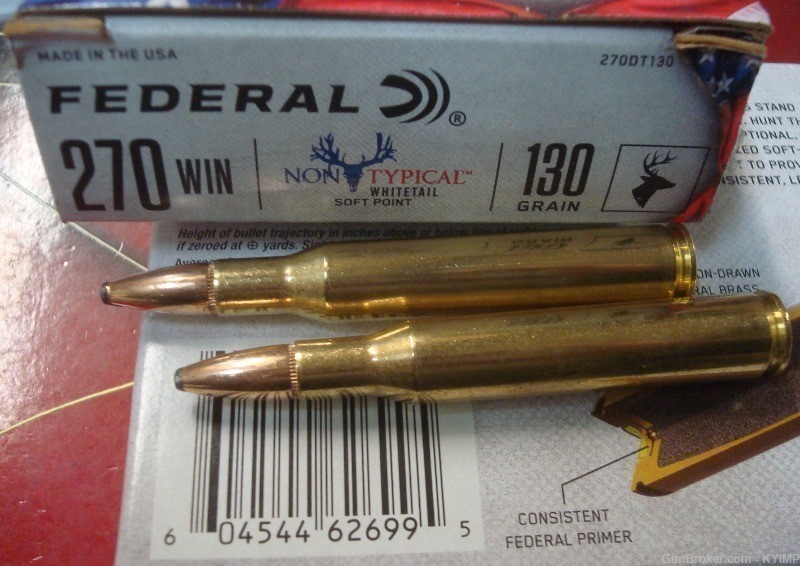 100 Federal .270 Win Non Typical 130 gr SP RN new ammo 270DT130-img-3