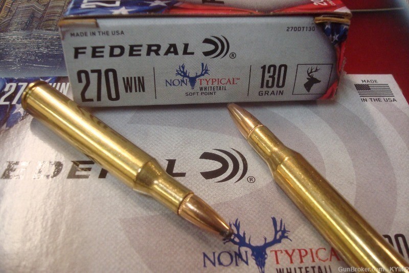 100 Federal .270 Win Non Typical 130 gr SP RN new ammo 270DT130-img-1