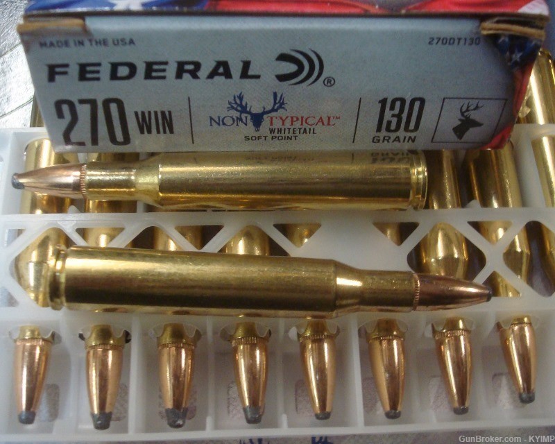 100 Federal .270 Win Non Typical 130 gr SP RN new ammo 270DT130-img-0