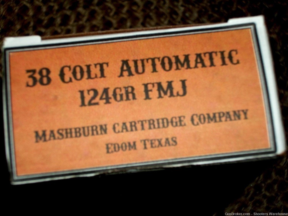 38  Colt Automatic 124gr FMJ Mashburn Cartridge Company 50rds NEW-img-1