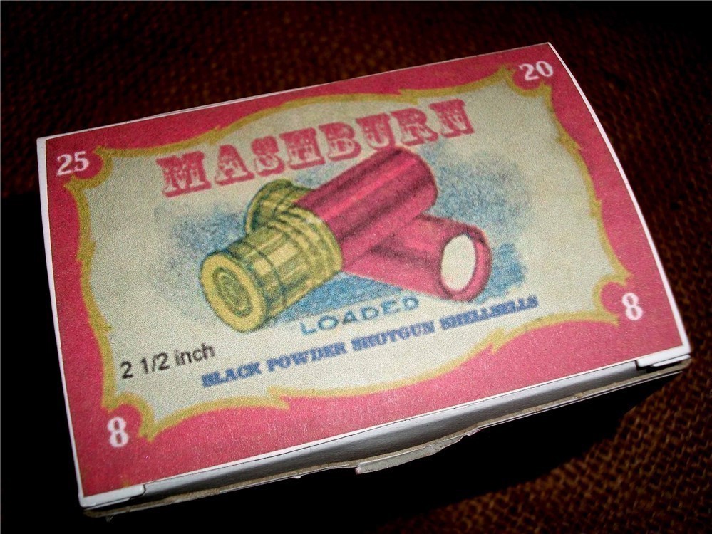 20ga Black Powder #8 shot 2½" shell Mashburn Cartridge Co 25rds-img-1