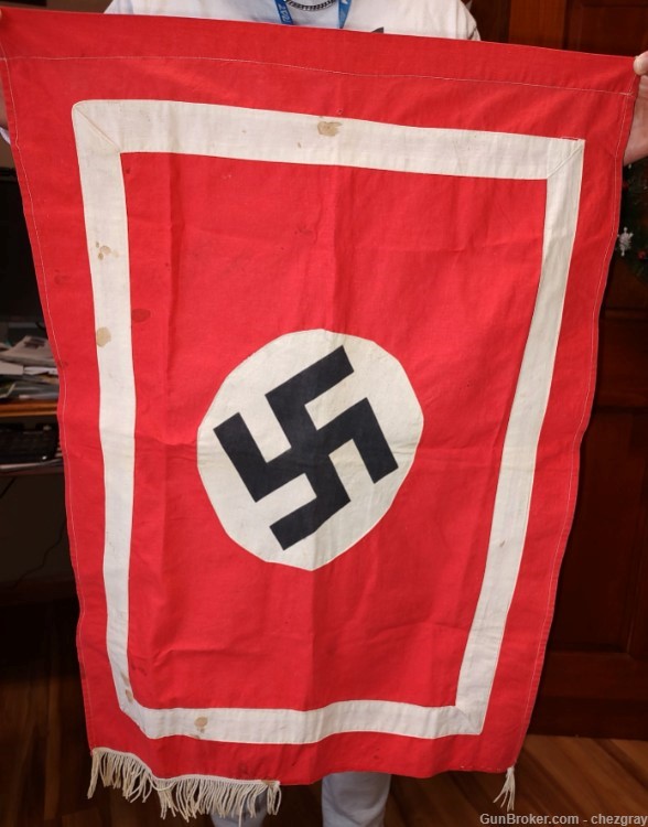 WWII German NSDAP Podium Banner, Original Salty, Been-There, Done-That Look-img-0