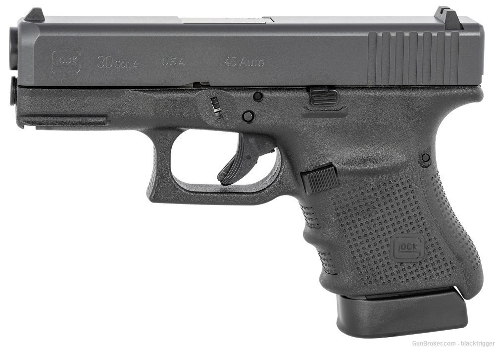 Glock PG3050201 G30 Gen4 45ACP 3.78" 10+1 Black Steel Slide Bla-img-1