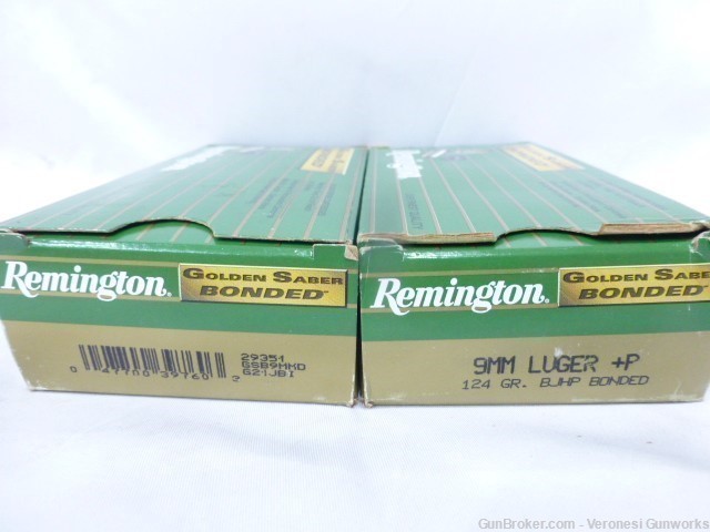 NIB 100 rd Remington 9mm +P Golden Saber Bonded Jacketed Hollow Point 29351-img-0