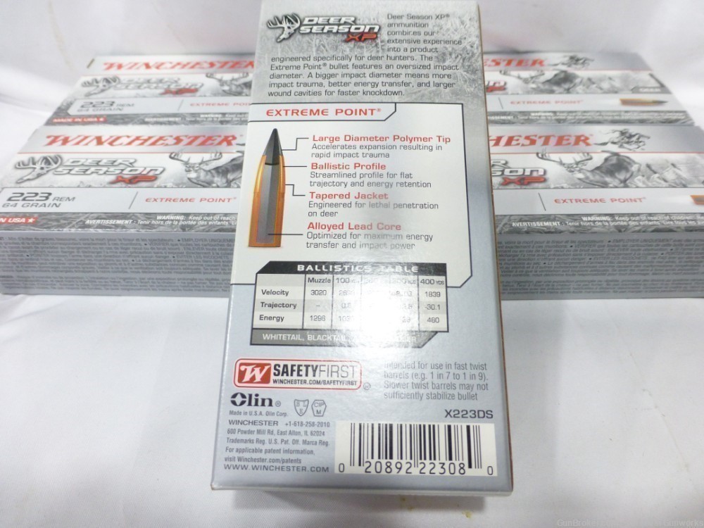 NIB 100 rd Winchester 223 Deer Season XP 64 gr Polymer Tip X223DS-img-1