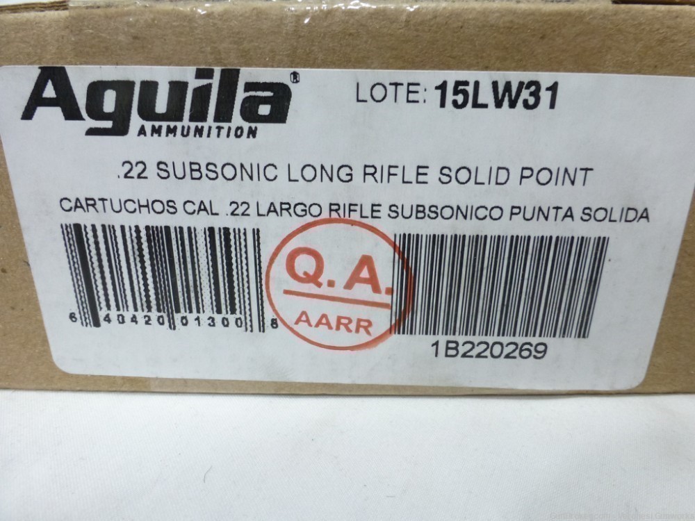 NIB 1000 Rounds Aguila 22 LR 40 gr Subsonic Solid Point 1B220269-img-3