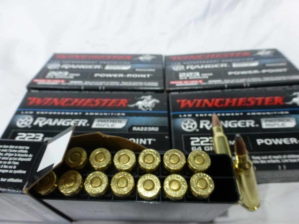 NIB 100 Rounds Winchester 223 REM 64 gr Power Point RA223R2-img-1