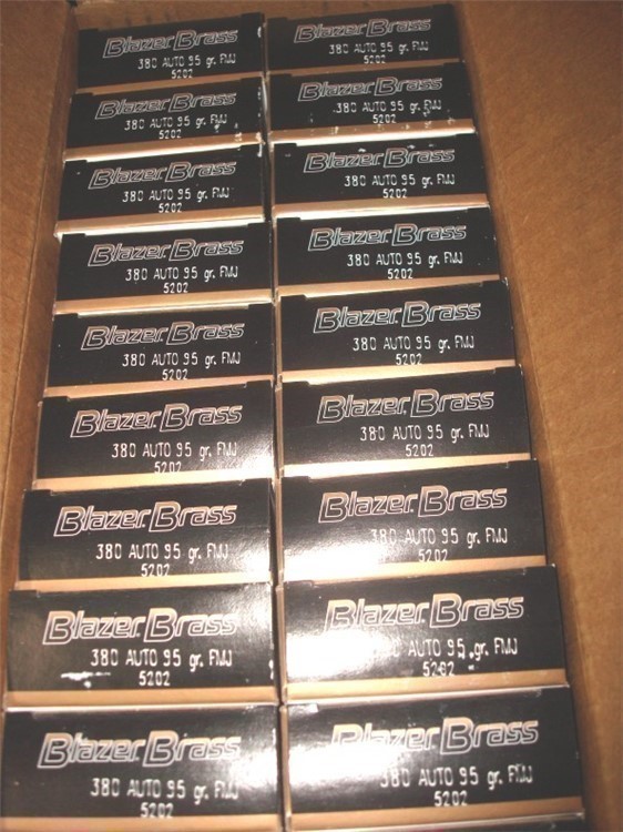 100 rounds CCI Blazer Brass .380 acp 95 gr FMJ 5202 new ammunition-img-1