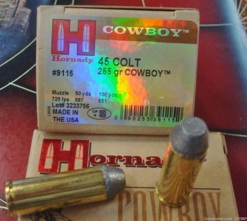 100 HORNADY 45 Long Colt 255 grain COWBOY new Custom ammunition 9115-img-4
