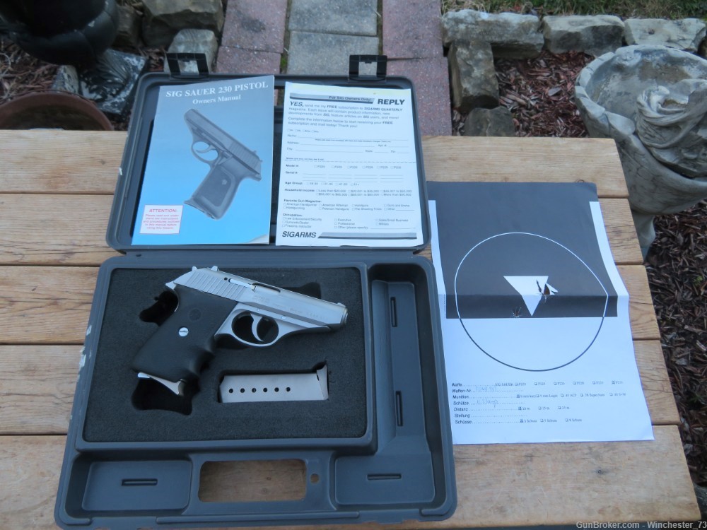 Sig Sauer P-230 SL 380 acp 9x17 semi stainless pistol 2 mags factory case -img-29