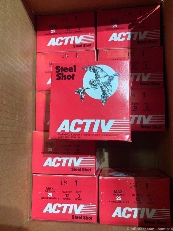 250 rds Activ Steel Shot 3” 1.25oz #1 shot (case)-img-1