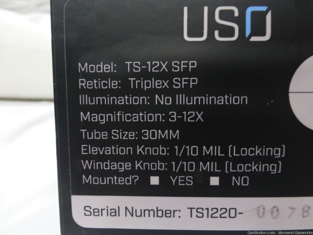 NIB US Optics TS-12X SFP 3-12x Triplex SFP ReticleTS-12X-img-1