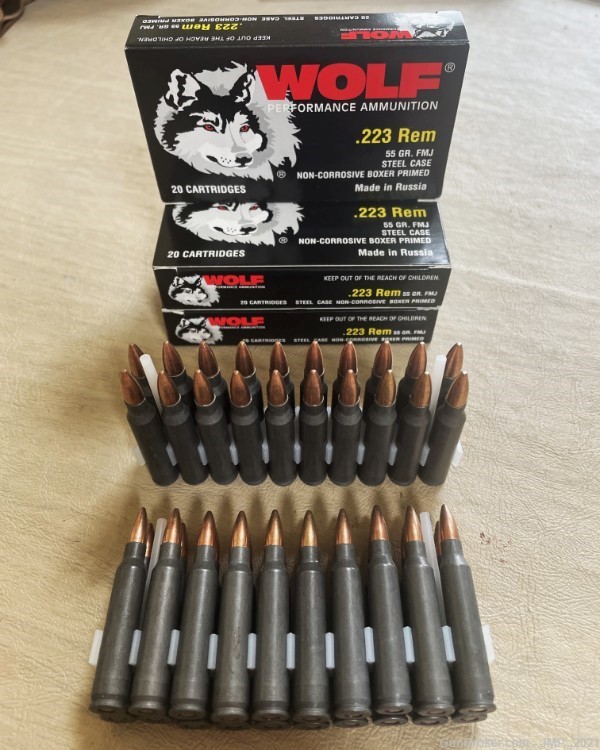 Wolf .223 Remington Ammo 55gr FMJ - 100 Rounds-img-0