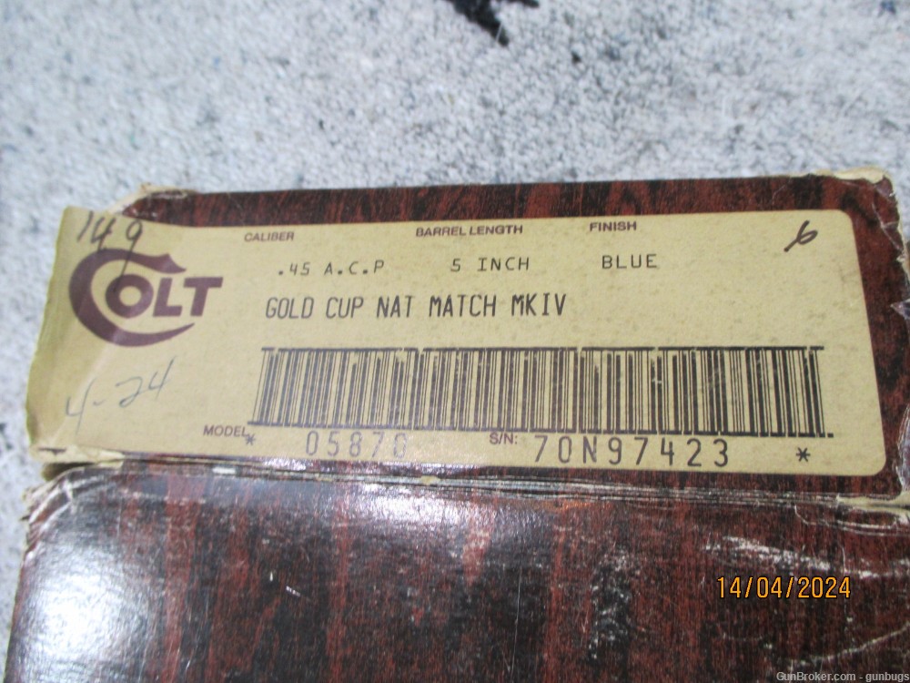 Colt Gold Cup National Match Mark IV/Series 70 45acp w/box and papers-img-29