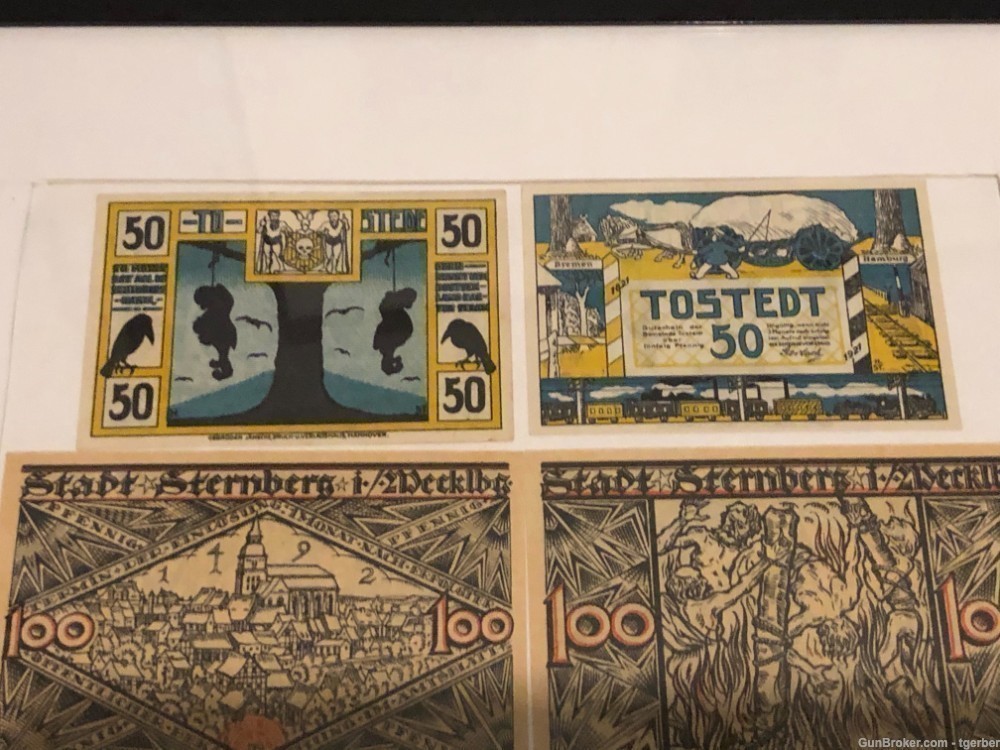 Post WW1 Pre-WW2 Original Germany Anti-Jewish Banknotes in Frame  -img-1