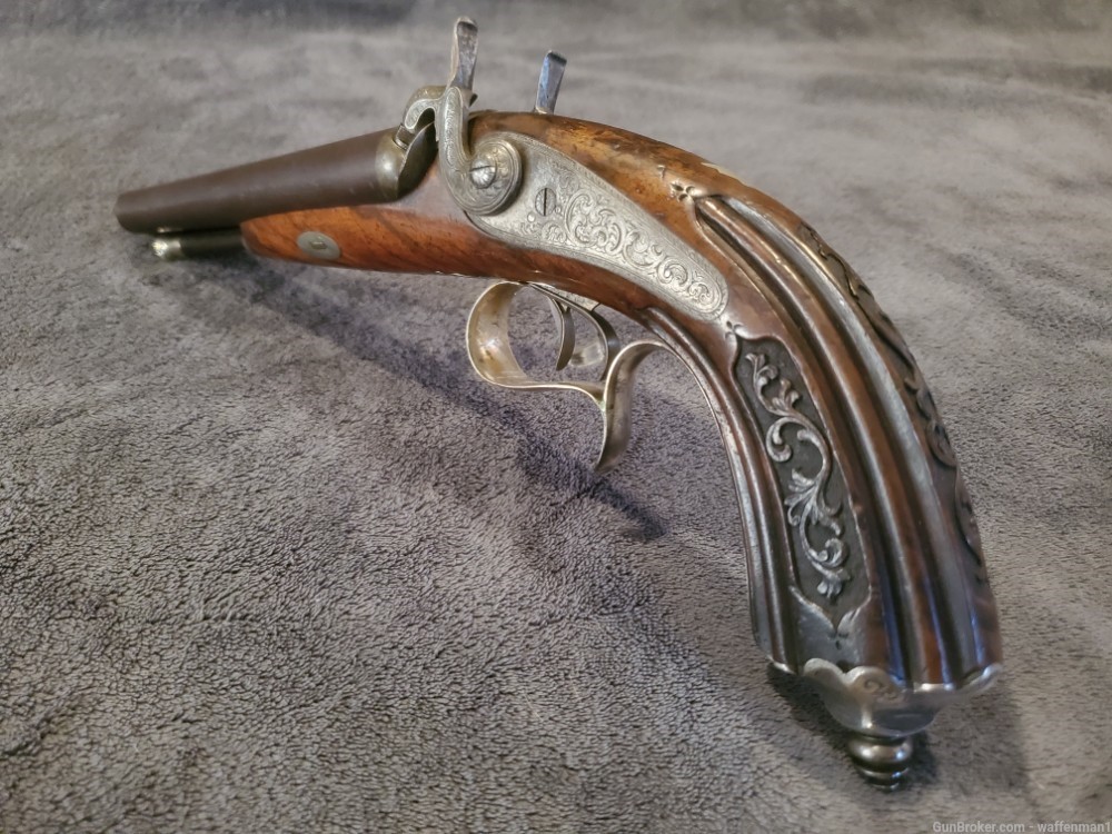 Antique Fine Example of a 62 Cal Percussion Howdah Pistol by LECLERE-img-3