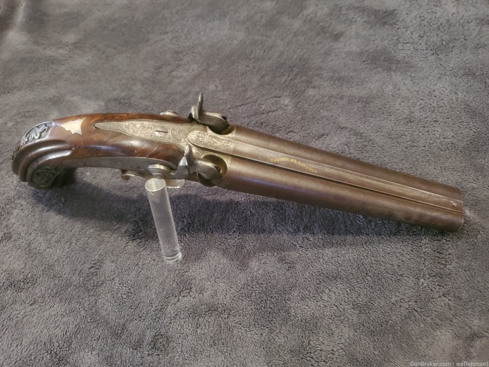 Antique Fine Example of a 62 Cal Percussion Howdah Pistol by LECLERE-img-11