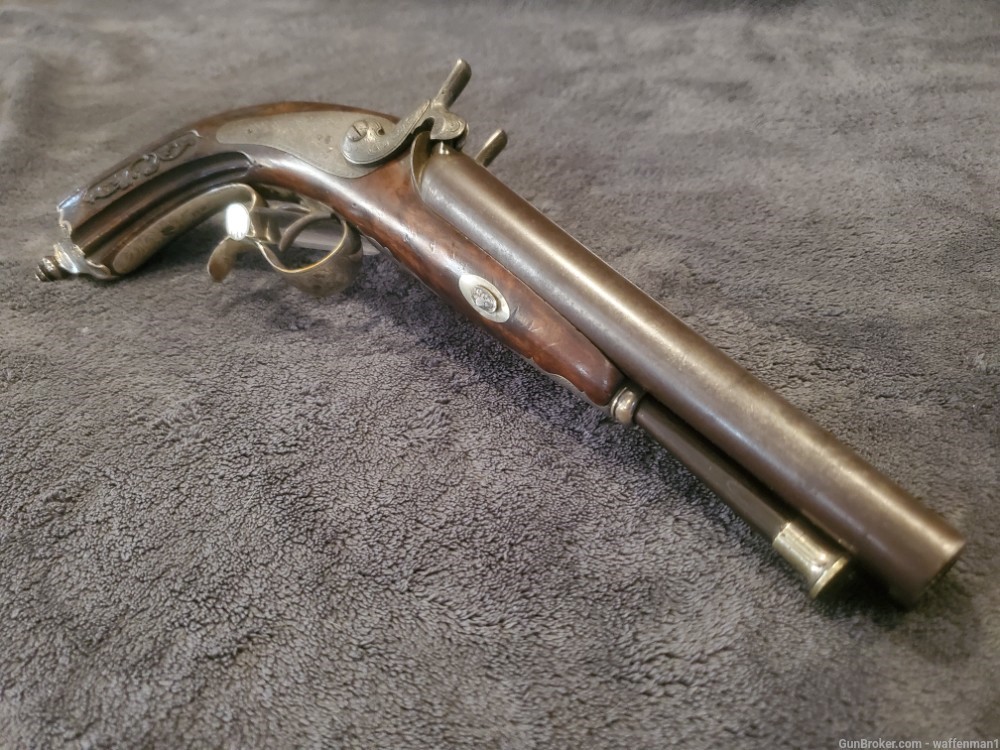 Antique Fine Example of a 62 Cal Percussion Howdah Pistol by LECLERE-img-12