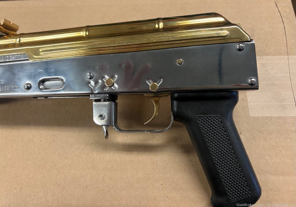 NEW CUSTOM 24K GOLD AND NICKEL ACCENTS CENTURY ARMS DRACO Pistol 7.62 X 39-img-8