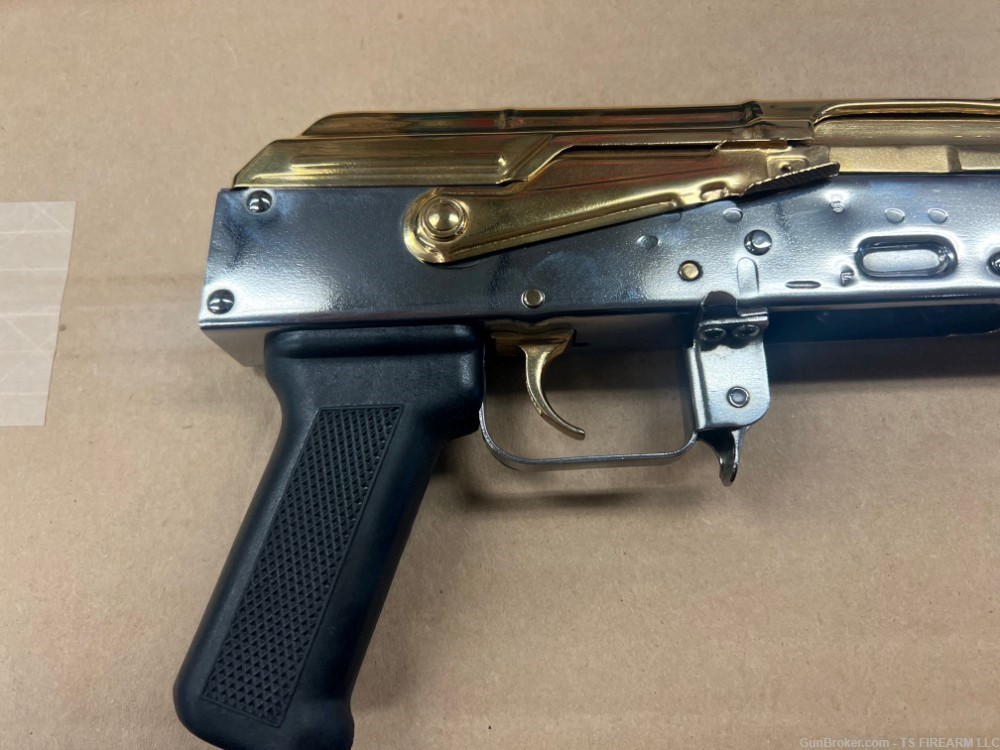 NEW CUSTOM 24K GOLD AND NICKEL ACCENTS CENTURY ARMS DRACO Pistol 7.62 X 39-img-5