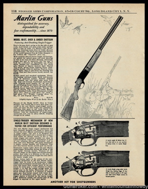 1955 MARLIN 90-ST OU Shotgun PRINT AD-img-0