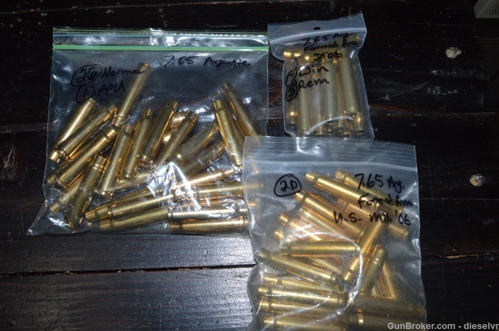 60 7.65 Argentine BRASS Shell Casings SUPER CLEAN!!!!!!!-img-1