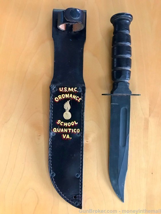 1960s USMC KABAR Knife Vietnam Era W/Original Sheath Named Marine Sergeant -img-0