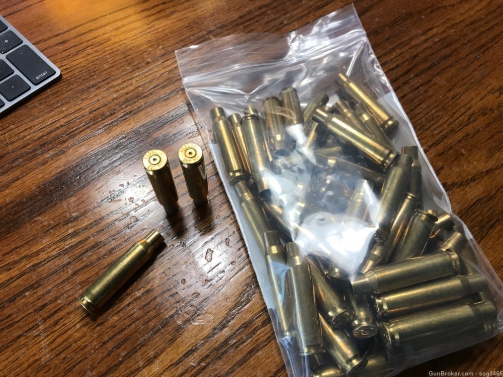.308 Win. Hornady Match Once Fired Police Range Brass (50) Pieces-img-0