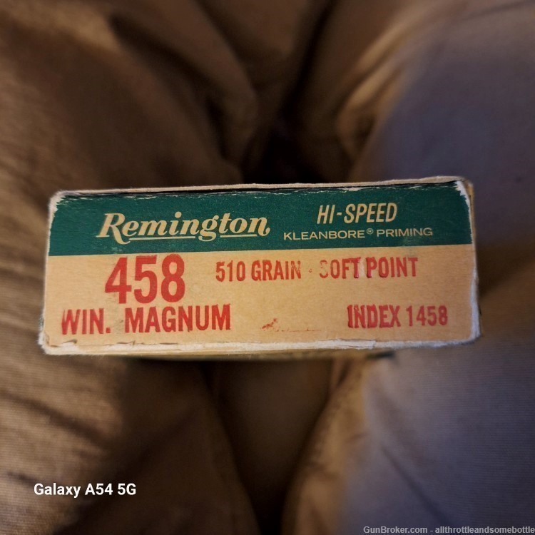 (11) rounds (1) brass factory 458 Win Magnum Remington Hi-Speed-img-0