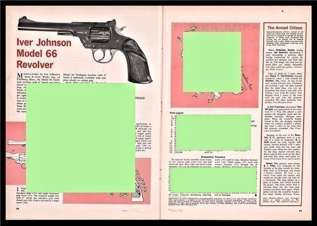1966 IVER JOHNSON 66 Revolver Exploded View Parts List Assembly Article-img-0