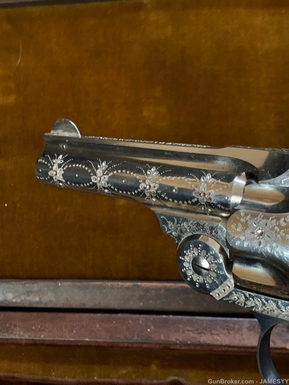 Factory Cased Panel Engraved Smith & Wesson Revolver.  Circa 1880. -img-2