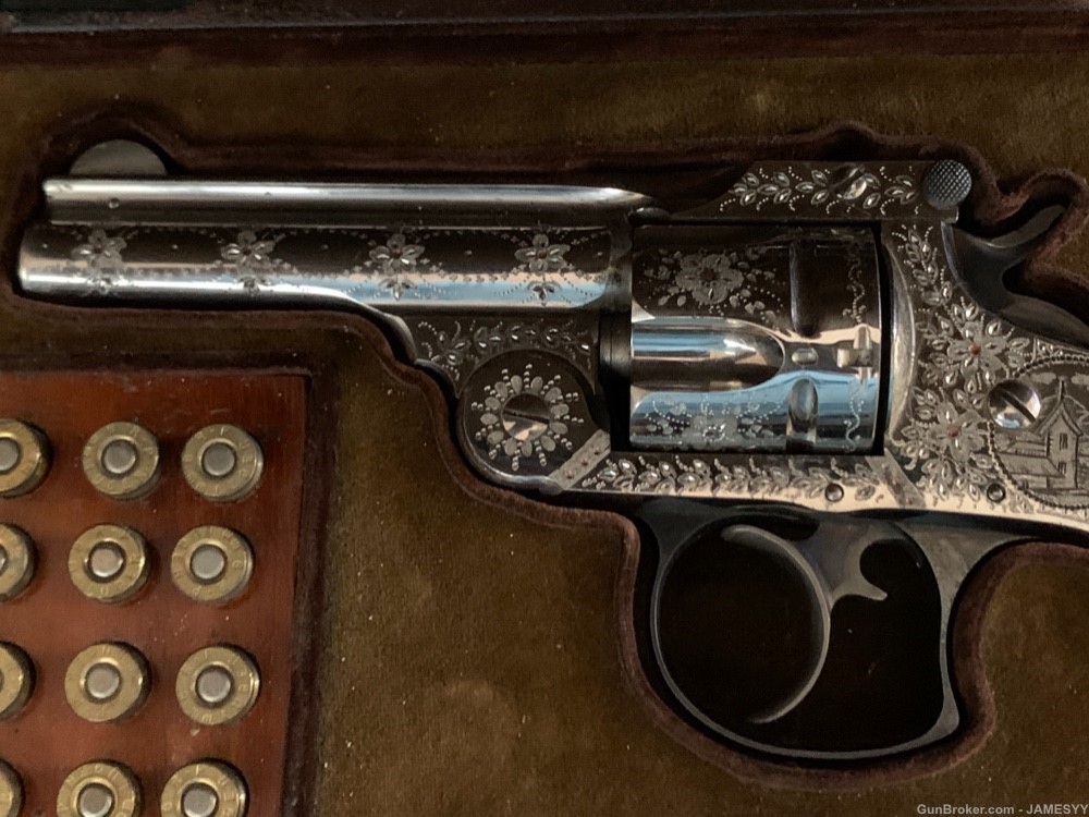 Factory Cased Panel Engraved Smith & Wesson Revolver.  Circa 1880. -img-8