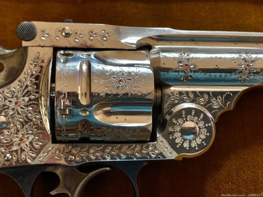 Factory Cased Panel Engraved Smith & Wesson Revolver.  Circa 1880. -img-6
