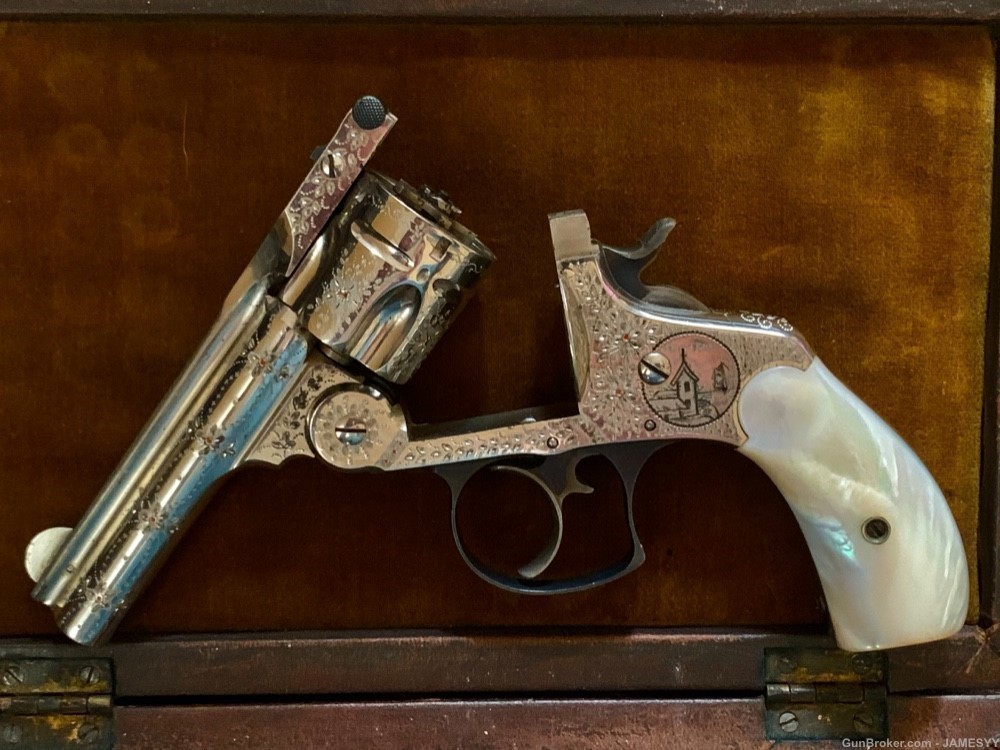Factory Cased Panel Engraved Smith & Wesson Revolver.  Circa 1880. -img-3
