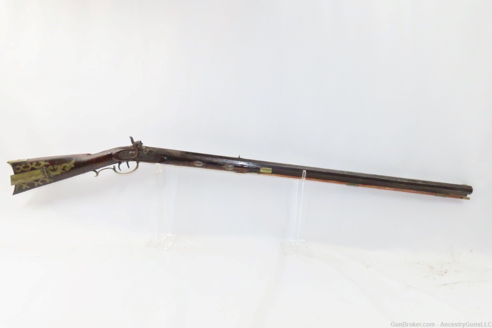 ENGRAVED Antique SAMUEL MIER Half-Stock .36 Long Rifle SILVER-img-1