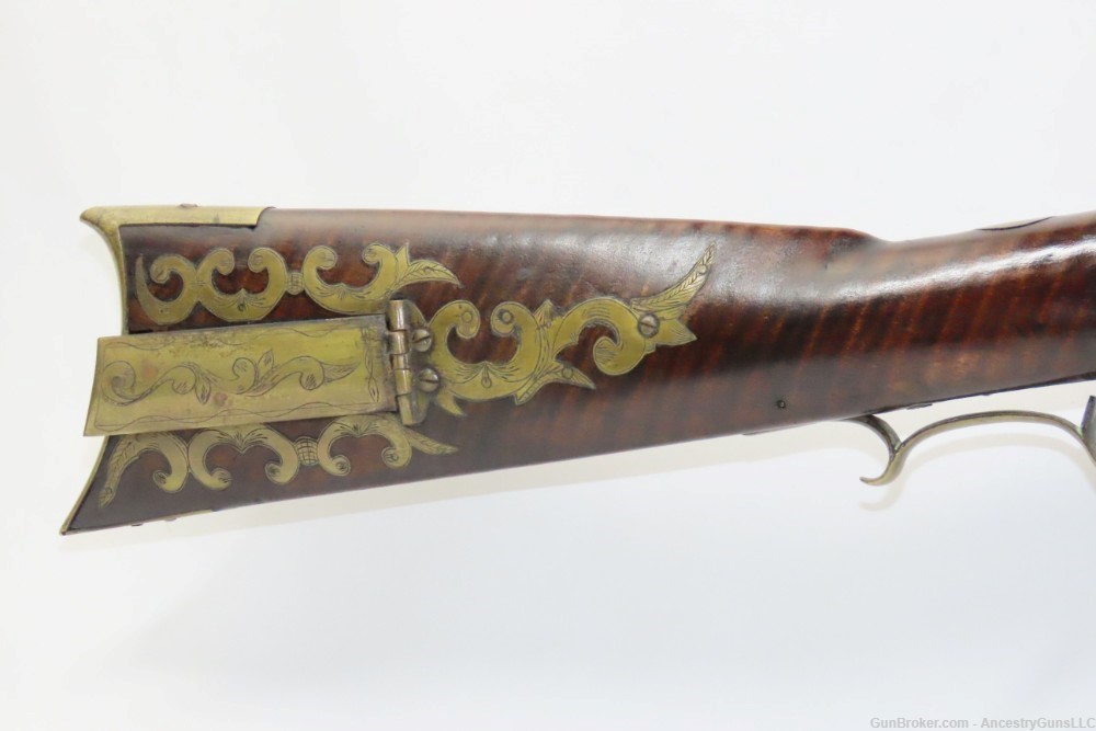 ENGRAVED Antique SAMUEL MIER Half-Stock .36 Long Rifle SILVER-img-2