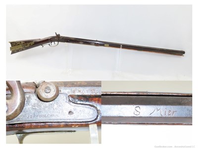 ENGRAVED Antique SAMUEL MIER Half-Stock .36 Long Rifle SILVER
