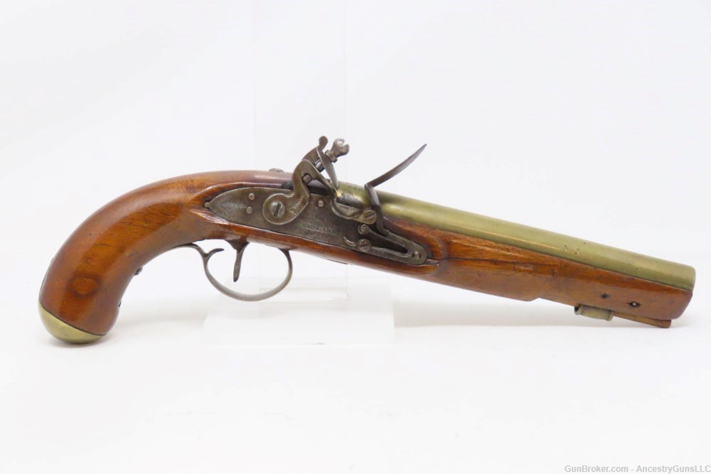 BRASS BARRELED Antique KETLAND-SHARPE EXTRA PROOF FLINTLOCK Pistol-img-1