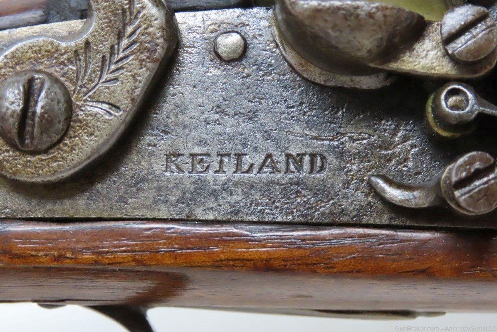 BRASS BARRELED Antique KETLAND-SHARPE EXTRA PROOF FLINTLOCK Pistol-img-5