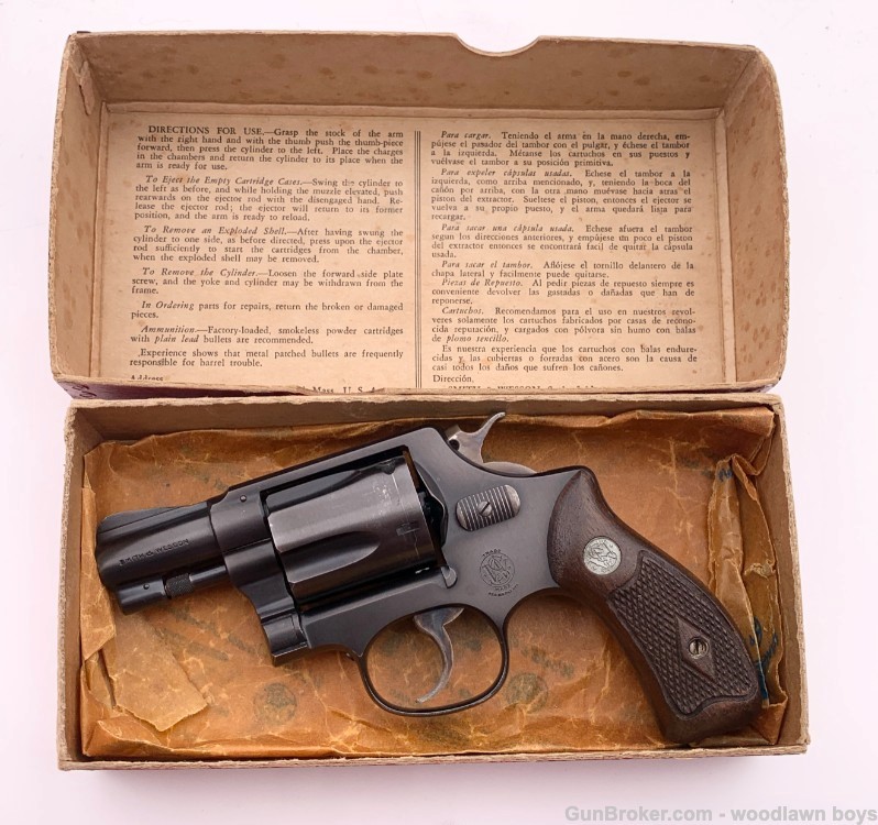 S&W 2" BLUE PRE-MODEL 36 CHIEFS SPECIAL RED BOX .38 SPL SMOOTH RAMP FRONT -img-0