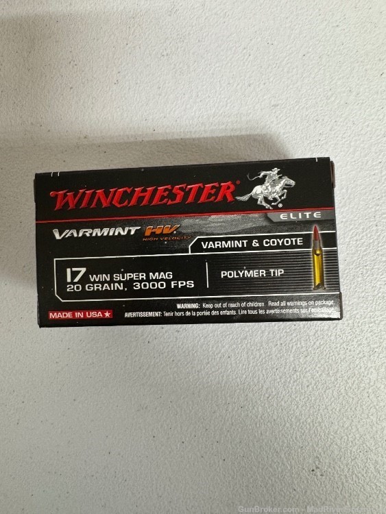 Winchester Varmint HV 17 WSM 20gr Polymer tip 50rd box-img-0