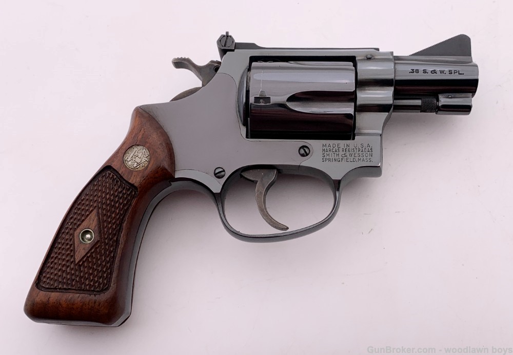 S&W 2" BLUE PRE-MODEL 36 CHIEF SPECIAL TARGET .38 SPECIAL MATCHING GRIPS-img-1