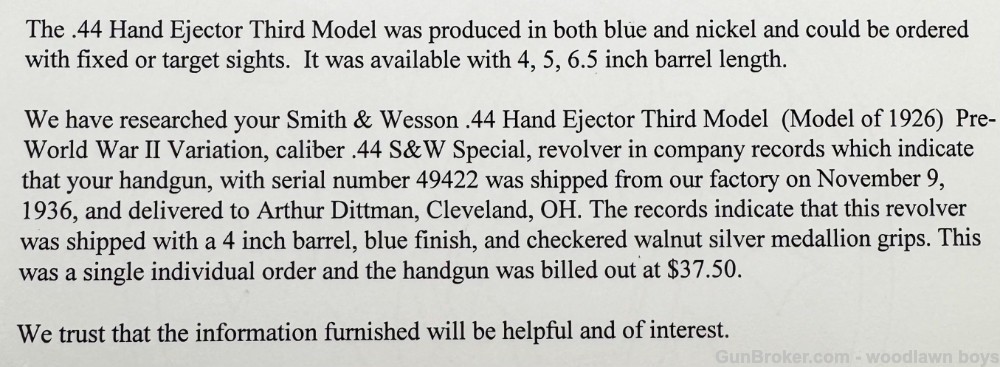S&W 4" BLUE PRE-WAR 44 HE 3rd MODEL 1926 WOLF & KLAR MODEL ORIG MAGNA'S C&R-img-28