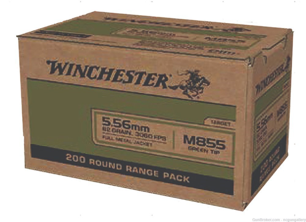 Winchester 5.56 62gr 200rd Ammo NEW  WM855200 like XM855 WM855 GREEN TIP-img-0