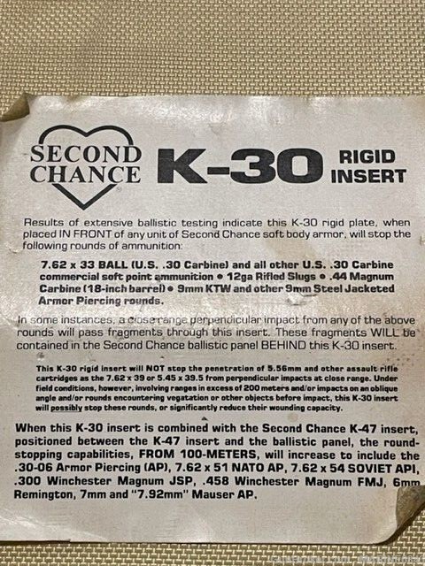  K-30 FEMALE OR MALE   BALLISTIC TRAUMA PLATE-img-2